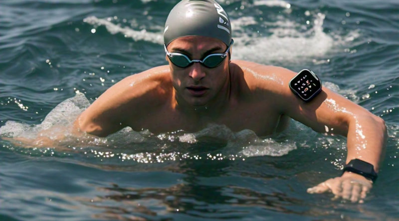 An image of a man being rescued from the sea, with an Apple Watch visible on his wrist.